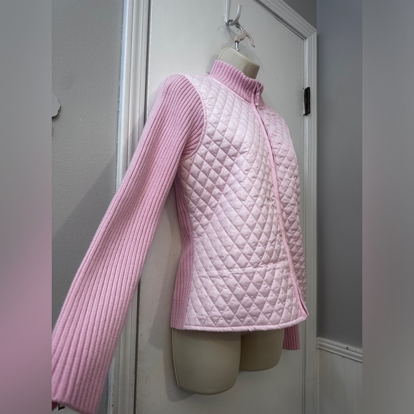 For Cynthia Petite Medium Women’s Pink Quilted Knit Jacket Full Zip - Picture 5 of 10